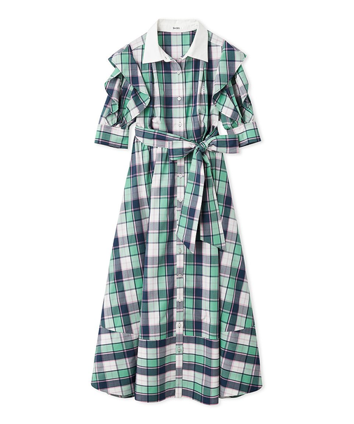 Sustainableフリルデザインシャツワンピース