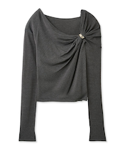 デザインメタルドレープニットプルオーバー