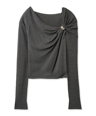 デザインメタルドレープニットプルオーバー