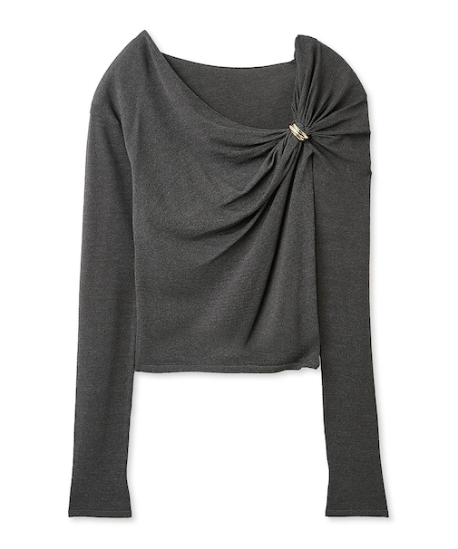 デザインメタルドレープニットプルオーバー