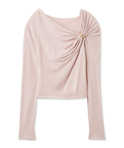 デザインメタルドレープニットプルオーバー