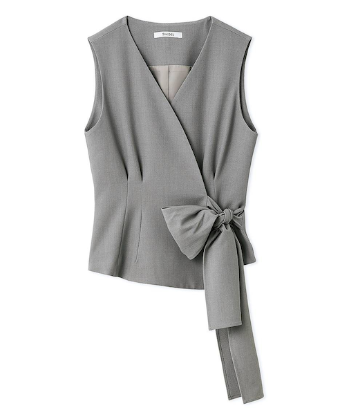 Sustainableペプラムベストトップス