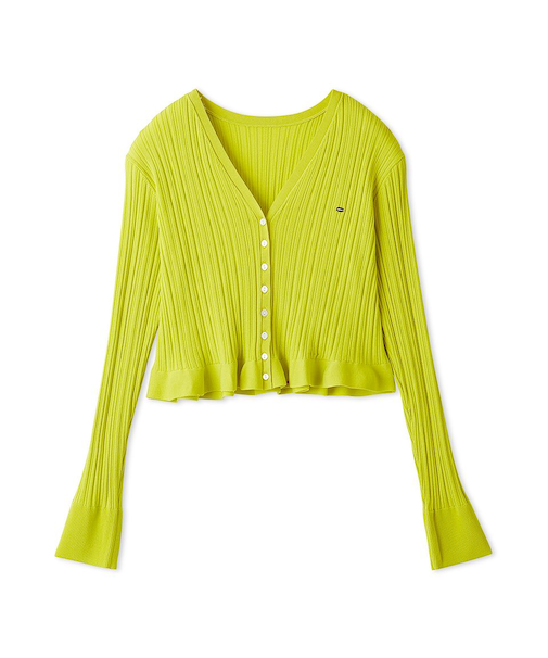 ヘムフリルランダムリブカーディガン