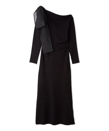 ショルダーリボンニットワンピース