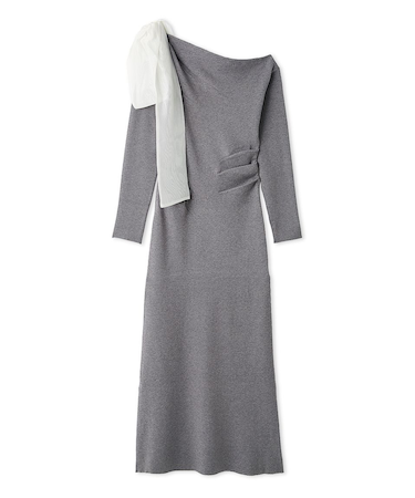 ショルダーリボンニットワンピース