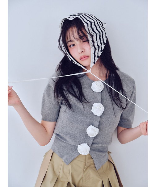 【WEB限定/ROSE Collection】モチーフボタンニットカーディガン