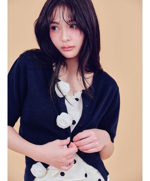 WEB限定/ROSE Collection】モチーフボタンニットカーディガン