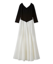 ハートネックシアーフレアコンビワンピース