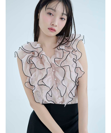 【WEB限定カラーあり】ノースリフリルブラウス