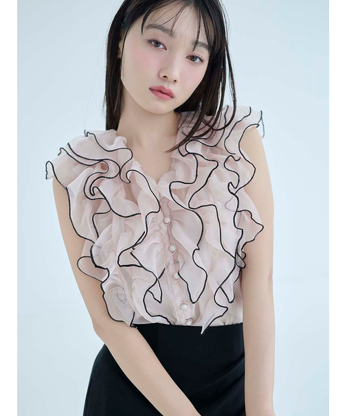 【WEB限定カラーあり】ノースリフリルブラウス