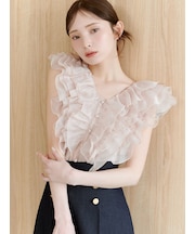 【新色追加/WEB限定カラーあり】ノースリフリルブラウス