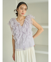 【WEB限定カラーあり】ノースリフリルブラウス