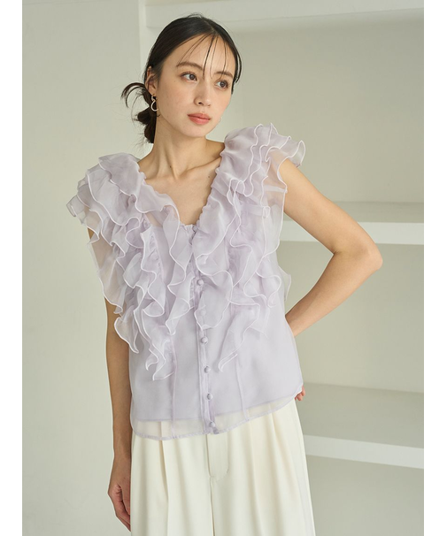 【WEB限定カラーあり】ノースリフリルブラウス