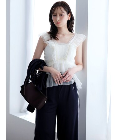 Sustainableチュールペプラムブラウス