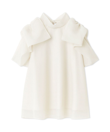 Sustainableリボンライクオーガンシースルーブラウス