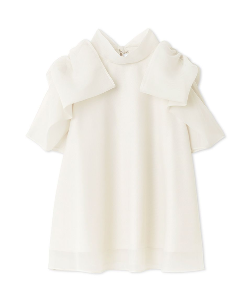 Sustainableリボンライクオーガンシースルーブラウス