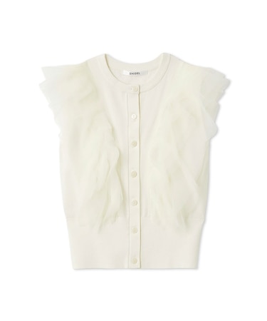 チュールフリルクルーニット