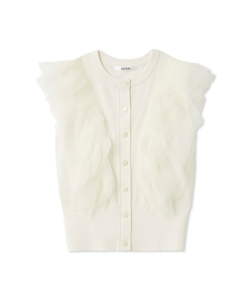 チュールフリルクルーニット