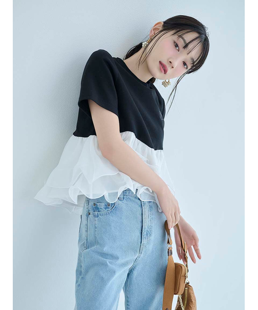 【WEB限定カラーあり】ボリュームペプラムドッキングカットプルオーバー