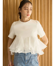 【WEB限定カラーあり】ボリュームペプラムドッキングカットプルオーバー