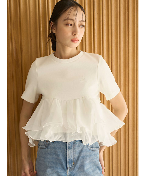 【WEB限定カラーあり】ボリュームペプラムドッキングカットプルオーバー