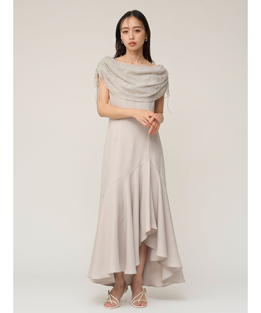 ドレープケープマーメイドドレス