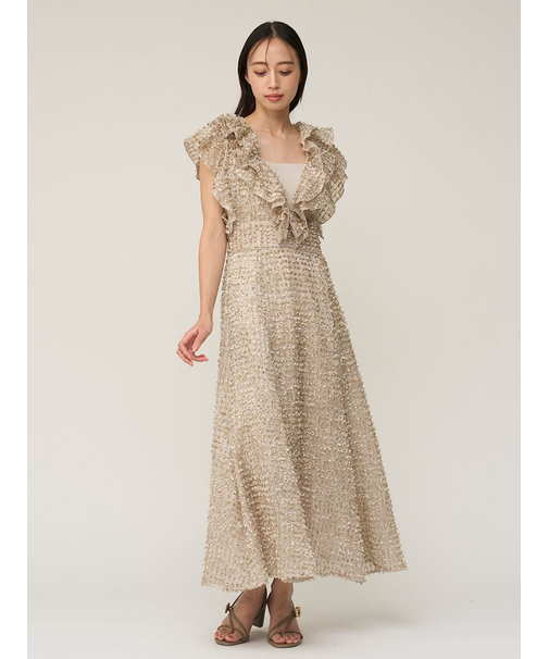 ファブリックフリルドレス