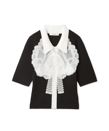 エンブロイダリーカラードッキングニット