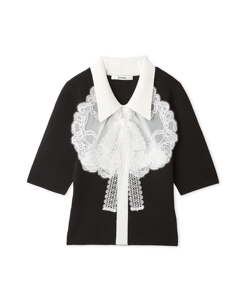 エンブロイダリーカラードッキングニット