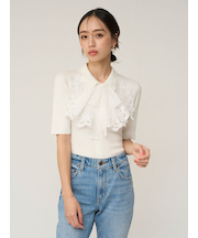 エンブロイダリーカラードッキングニット