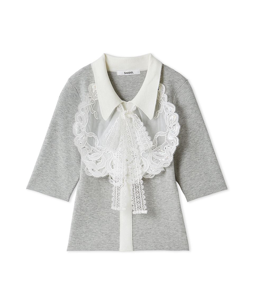 エンブロイダリーカラードッキングニット