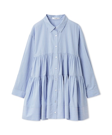 ボリュームティアードミニシャツワンピース