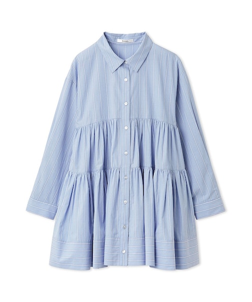 ボリュームティアードミニシャツワンピース