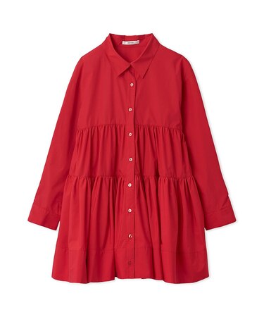 ボリュームティアードミニシャツワンピース