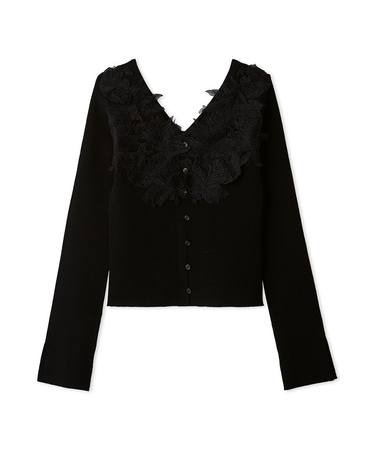 モチーフレースニットプルオーバー