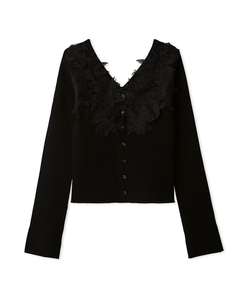 モチーフレースニットプルオーバー