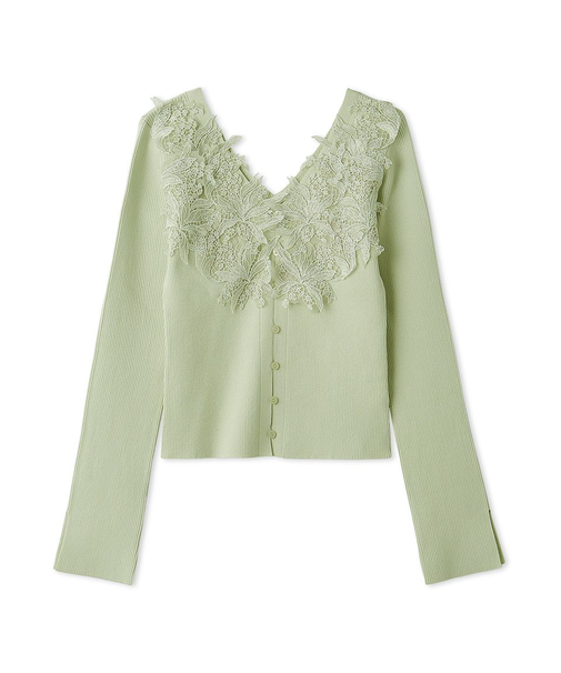 モチーフレースニットプルオーバー