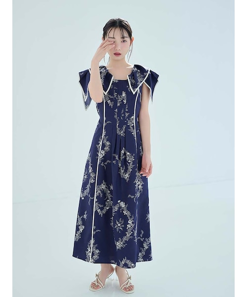 販路限定サイズあり】Sustainableプリーツプリントワンピース