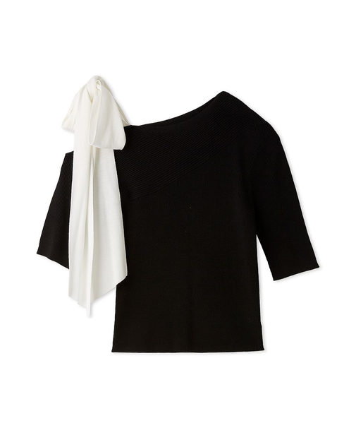 リボンショルダーニットプルオーバー