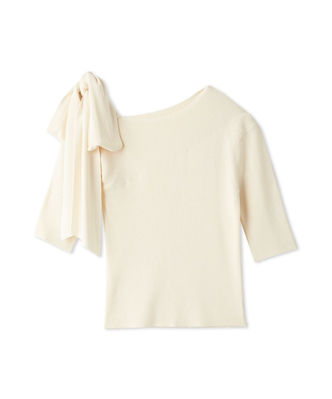 リボンショルダーニットプルオーバー