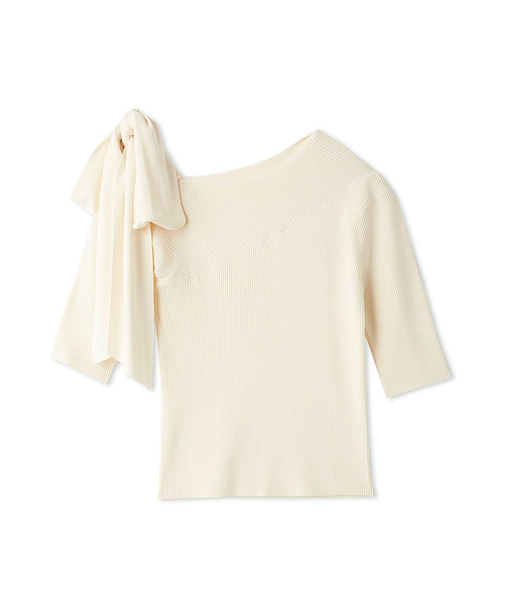 リボンショルダーニットプルオーバー