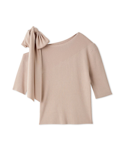 リボンショルダーニットプルオーバー