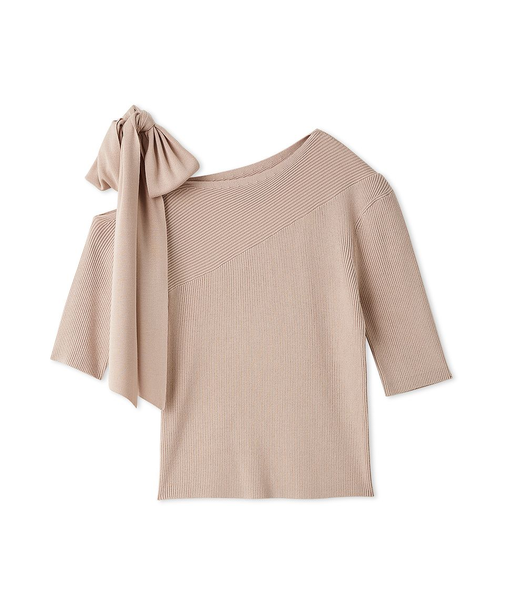 リボンショルダーニットプルオーバー