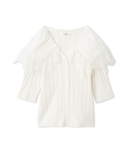 レースカラーデザインニットカーディガン