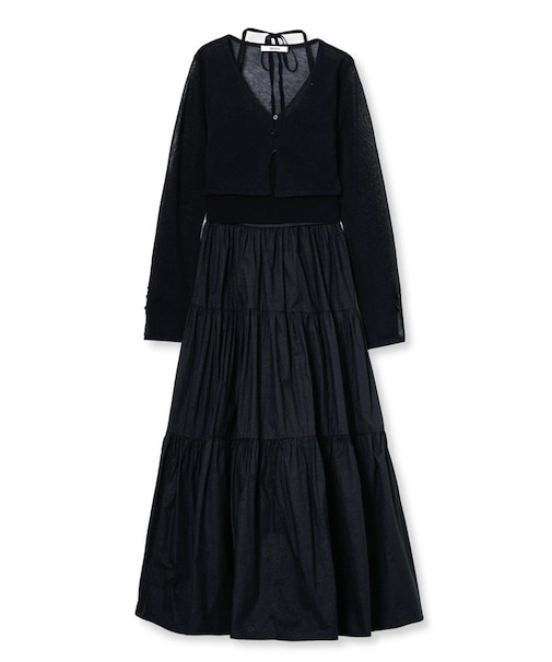 ボリュームスカートドッキングニットワンピース