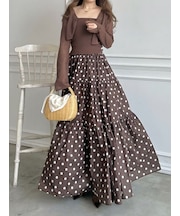 ボリュームスカートドッキングニットワンピース