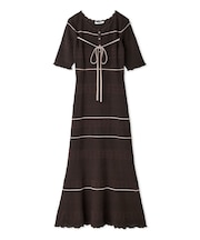 クロシェライクロングニットワンピース