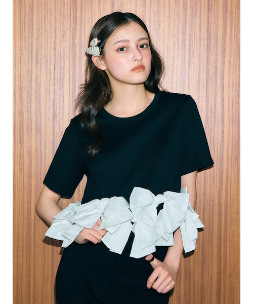 USAGI ONLINE/ZOZOTOWN限定】リボンドッキングTシャツ｜スナイデルの