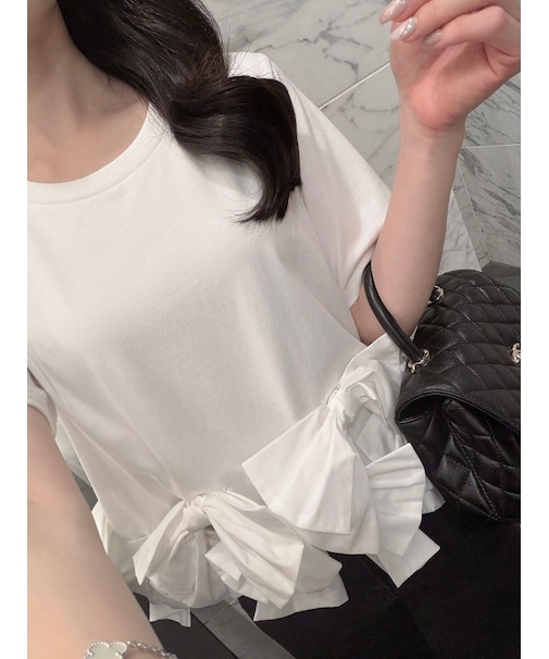 【USAGI ONLINE/ZOZOTOWN限定】リボンドッキングTシャツ