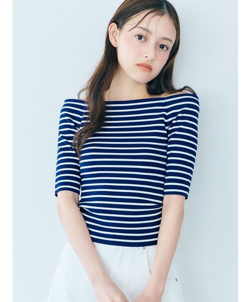 シンプルオフショルニットプルオーバー